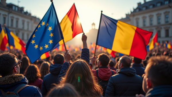 Romania's Stand: A Sea of Flags in Support of Europe